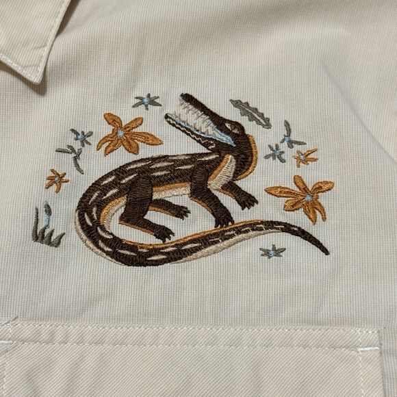HOWLER BROS Gaucho Snapshirt Mens 2XL Tan Lazy Gators Embroidery Western Cowboy - Picture 4 of 13